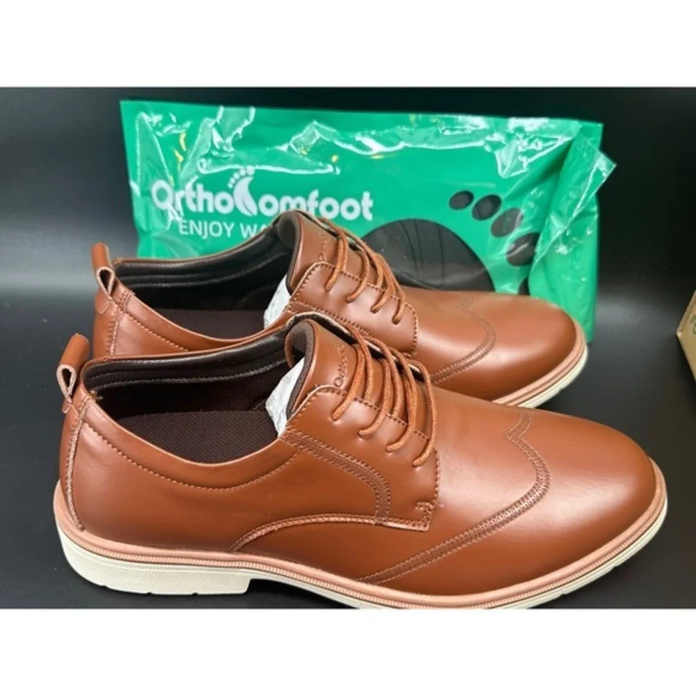 Men's Orthopedic‎ Leather Dress Shoes Classic Wingtip Shoes Oxfords Sz 11